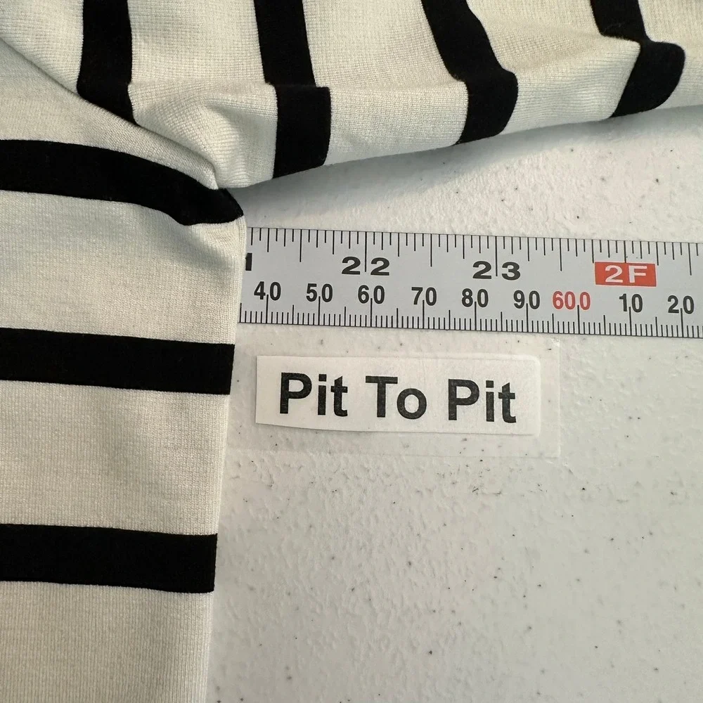 Chicos Womens Preppy Breton Parisian Striped Top Size 2 US L Office Monochrome